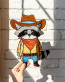 Cowboy Raccoon Stained Glass Suncatcher