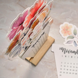Floral 2026 Desk Calendar with Wooden Stand