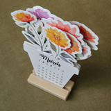 Floral 2026 Desk Calendar with Wooden Stand