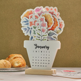 Floral 2026 Desk Calendar with Wooden Stand