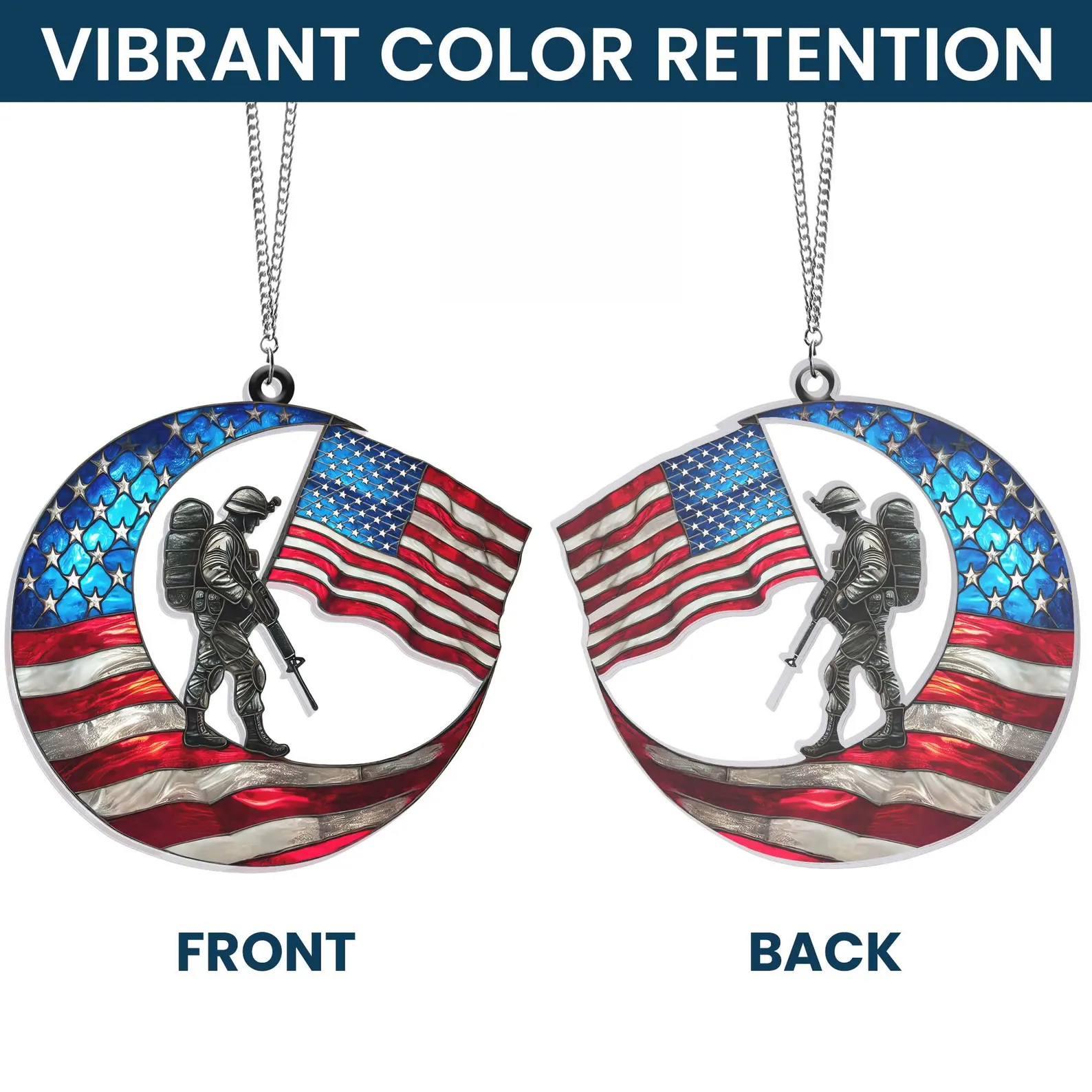 American Military ACRYLIC Suncatcher, Veteran Gift, Military Gift Decor, Patriotic Ornament