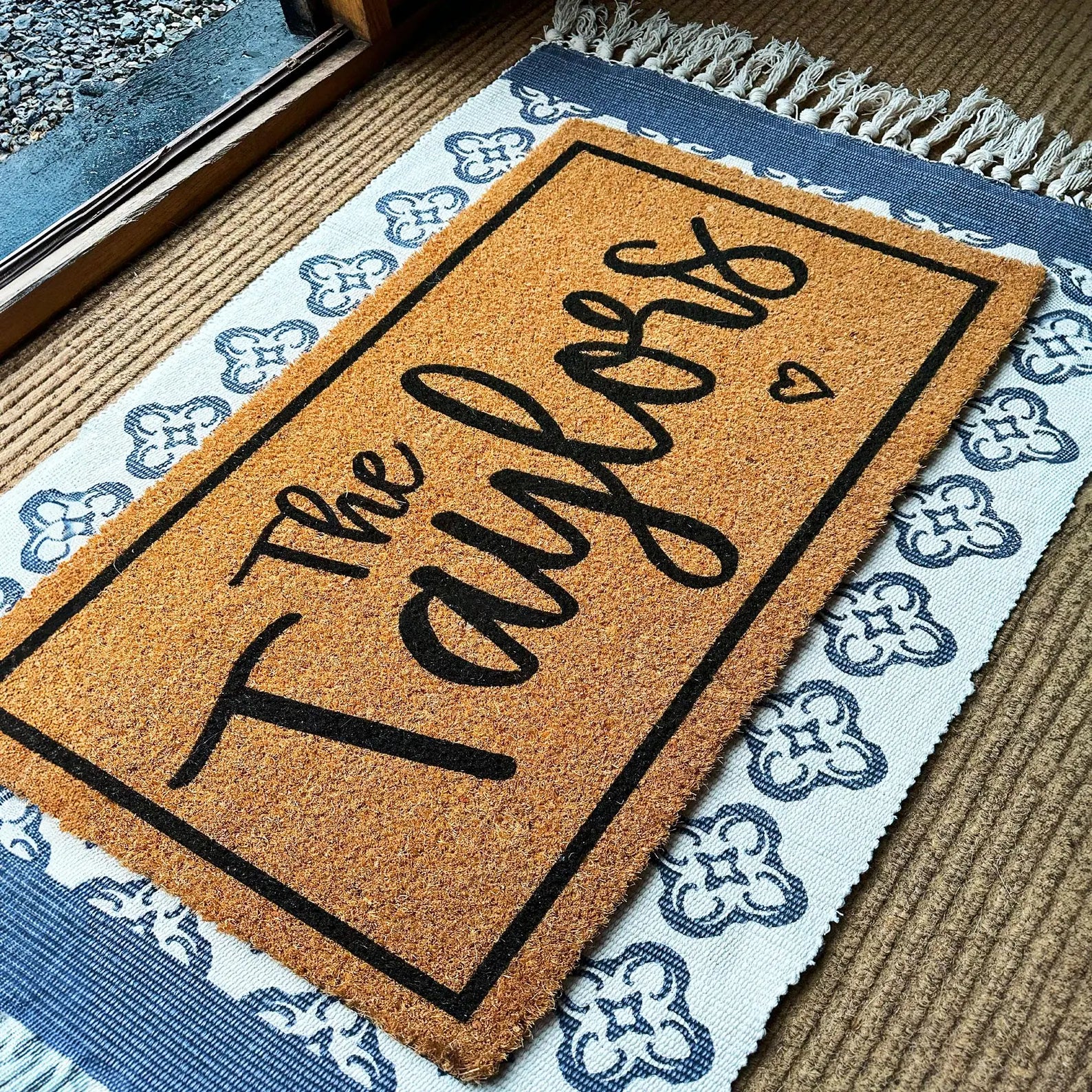 Personalized Family Name Coir Doormat with Established Date