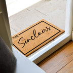 Personalized Family Name Coir Doormat with Established Date