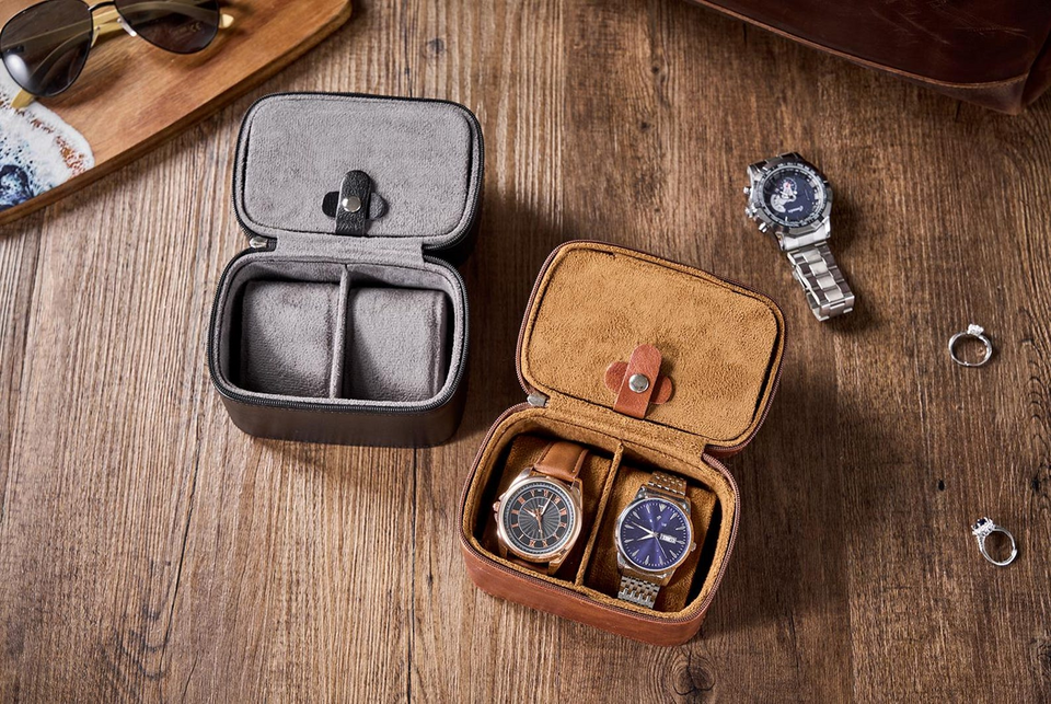 Personalized Leather Watch Travel Case