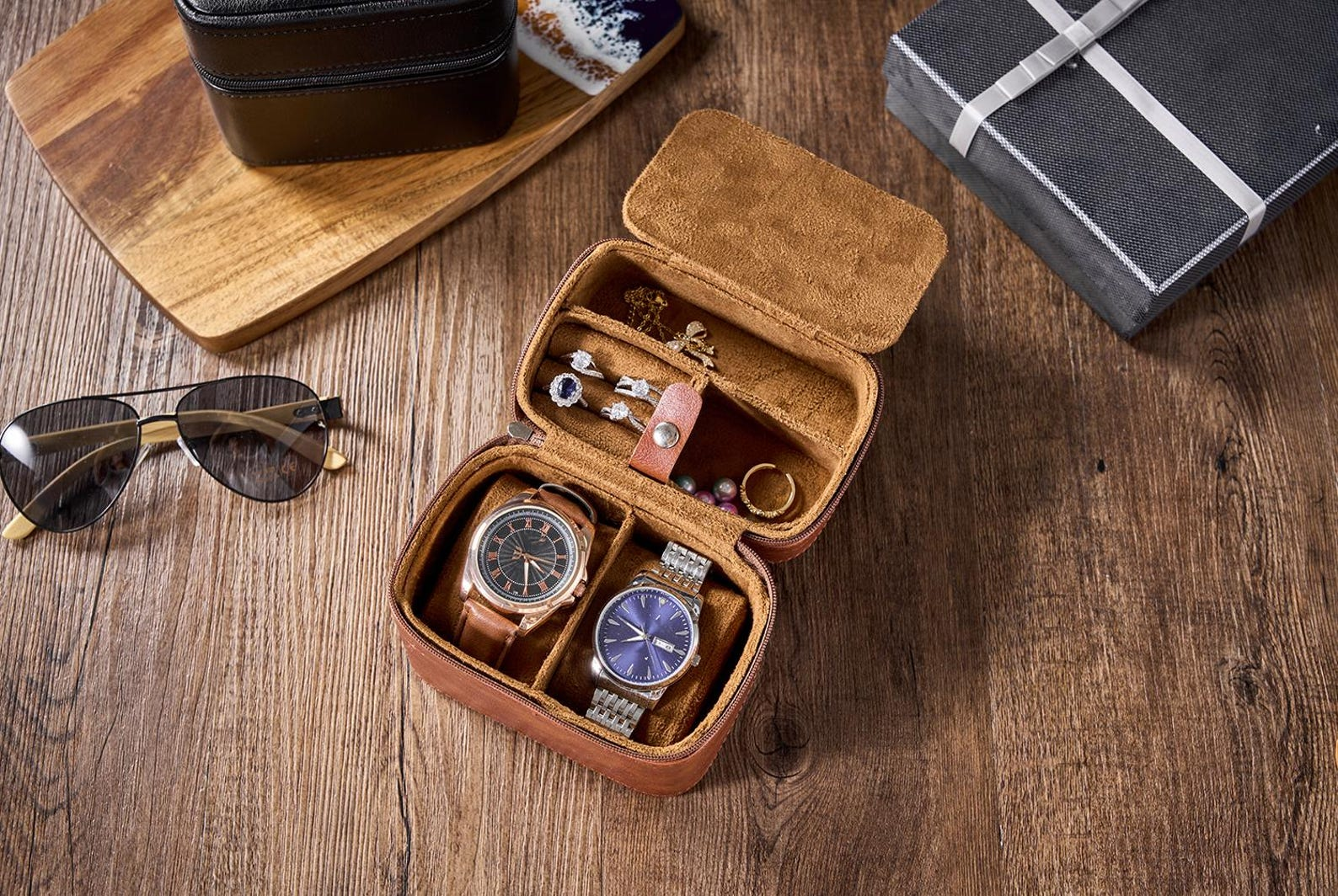 Personalized Leather Watch Travel Case
