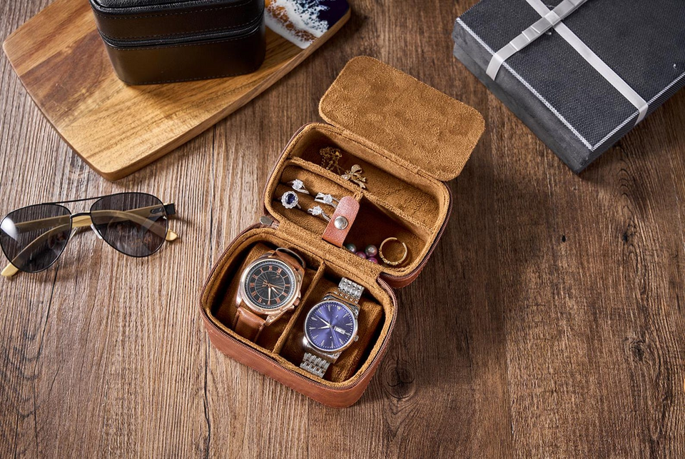 Personalized Leather Watch Travel Case