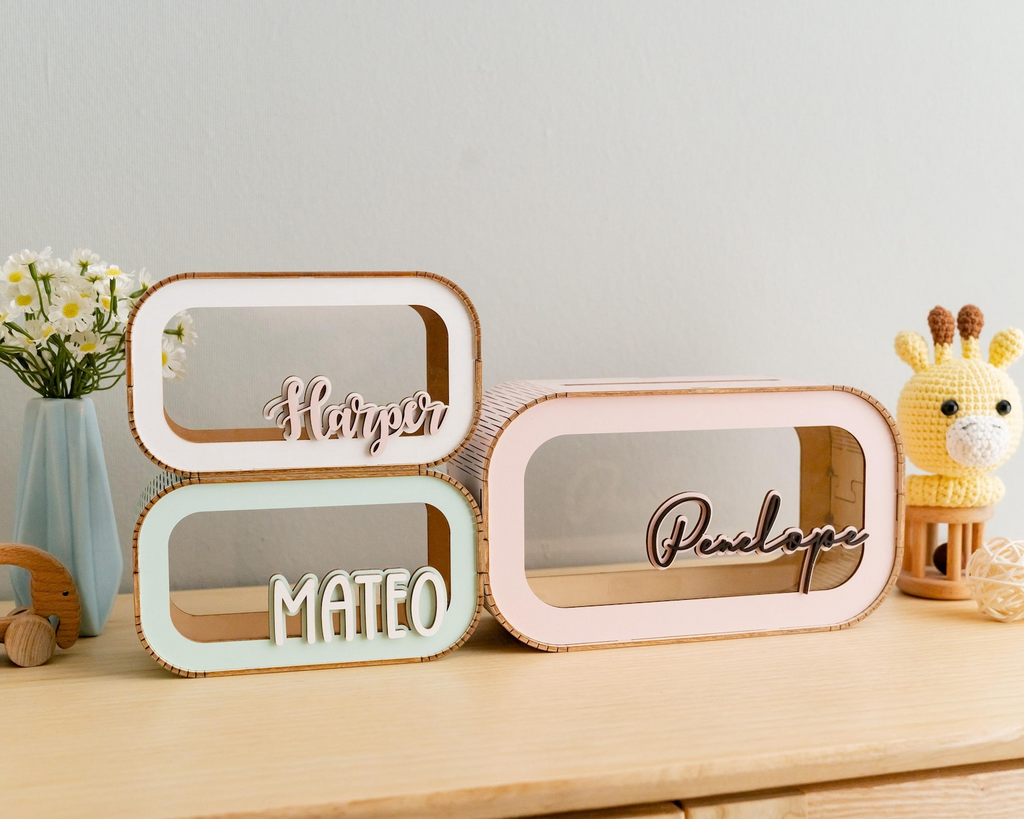 Wooden Piggy Bank for Kids Baby and Toddler Gifts