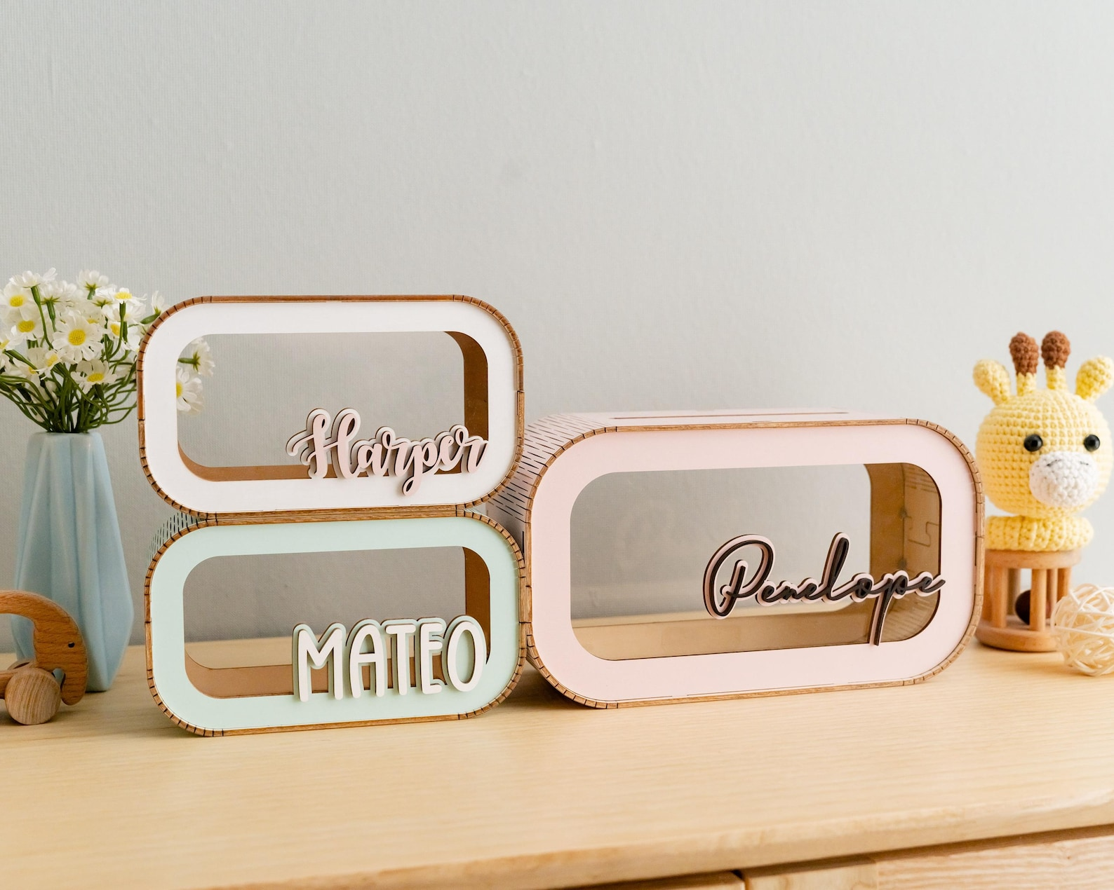 Wooden Piggy Bank for Kids Baby and Toddler Gifts
