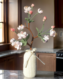 Handmade Crochet Begonia Flower Arrangement in Yarn Vase