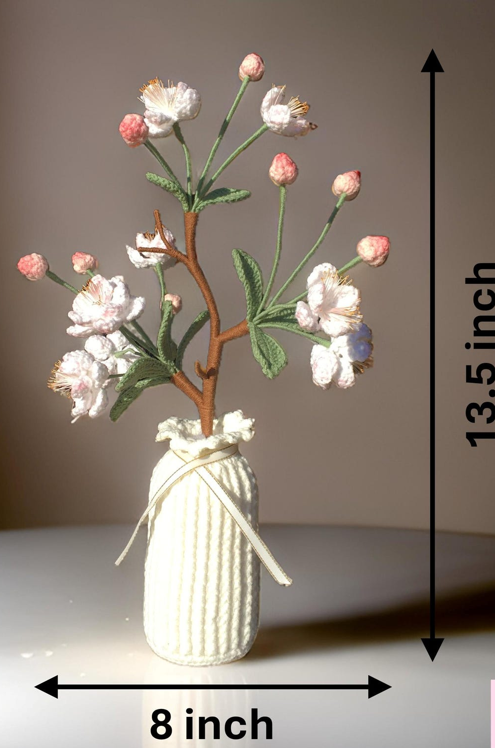 Handmade Crochet Begonia Flower Arrangement in Yarn Vase