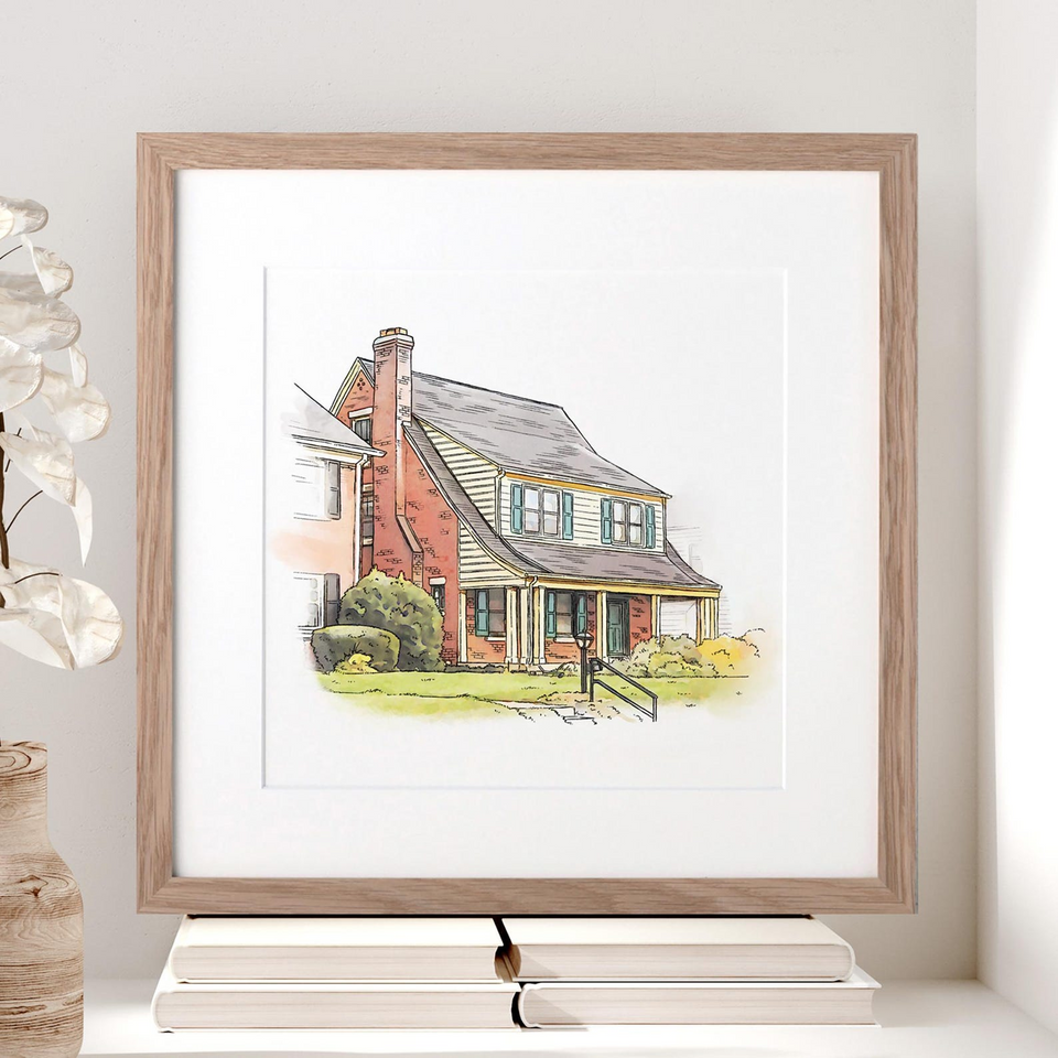 Personalized Watercolor House or Apartment Portrait Wall Art