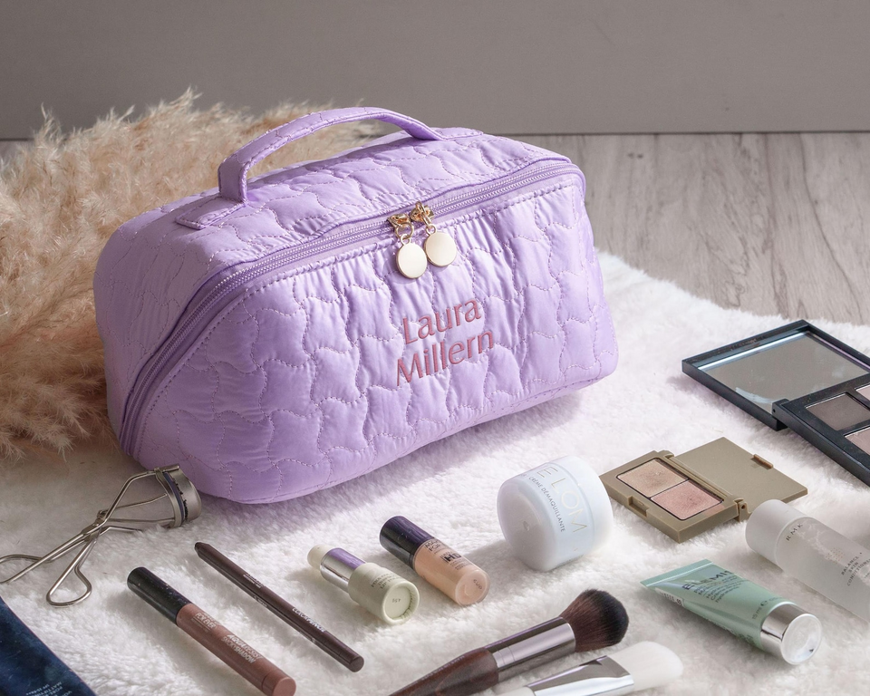 Personalized Handmade Quilted Makeup Bag Gift for Her