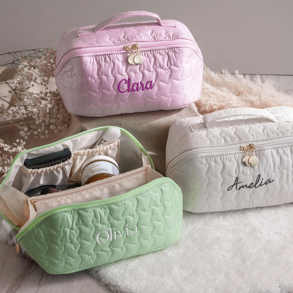 Personalized Handmade Quilted Makeup Bag Gift for Her