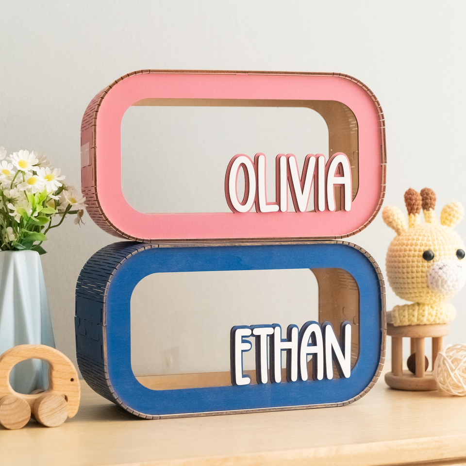 Wooden Piggy Bank for Kids Baby and Toddler Gifts