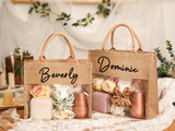 Personalized Jute Tote Gift Bag for Bridesmaids