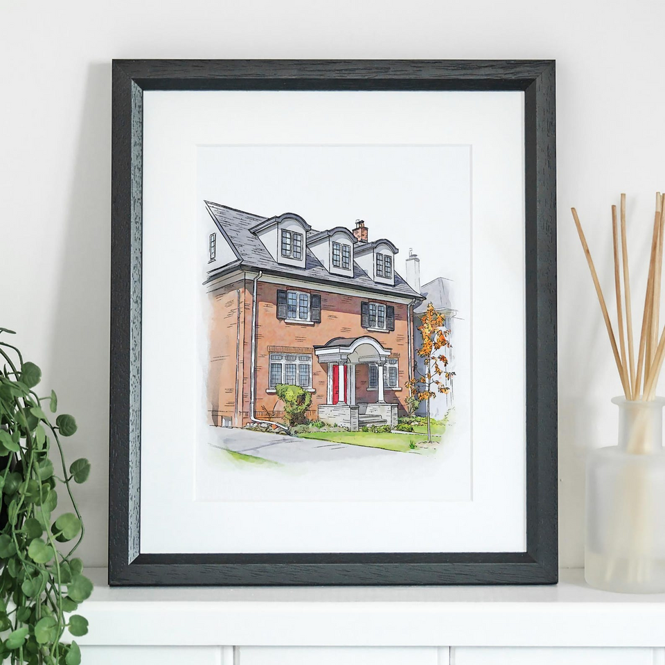 Personalized Watercolor House or Apartment Portrait Wall Art