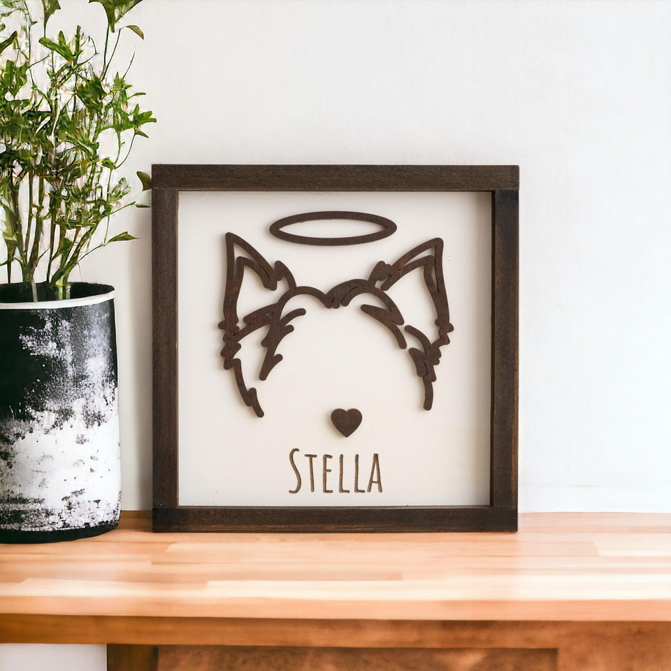 Custom Dog Ear Portrait Sign Personalized Pet Loss Gift
