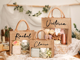 Personalized Jute Tote Gift Bag for Bridesmaids