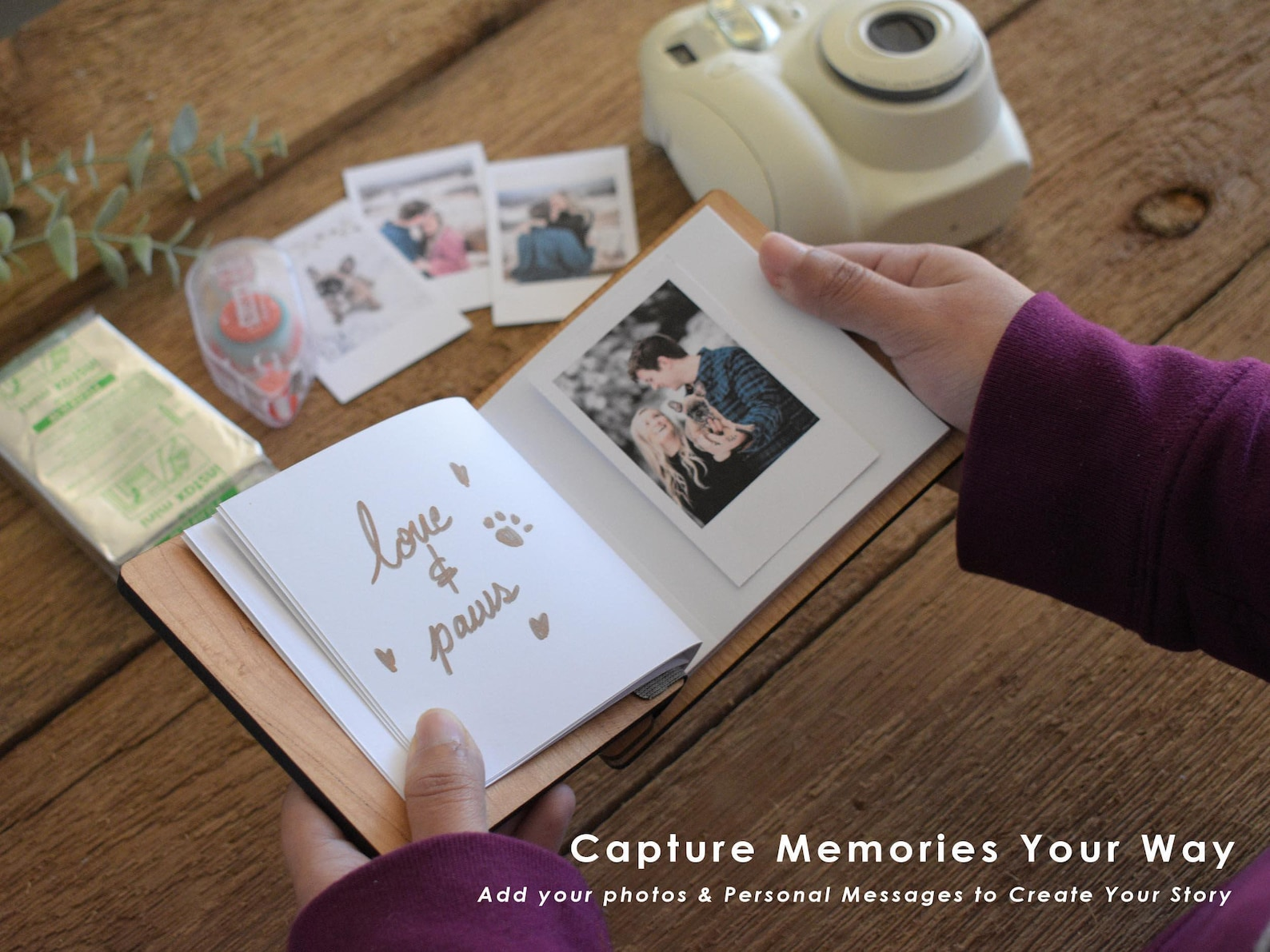 Custom Fathers Day Mini Photo Book with Wooden Cover