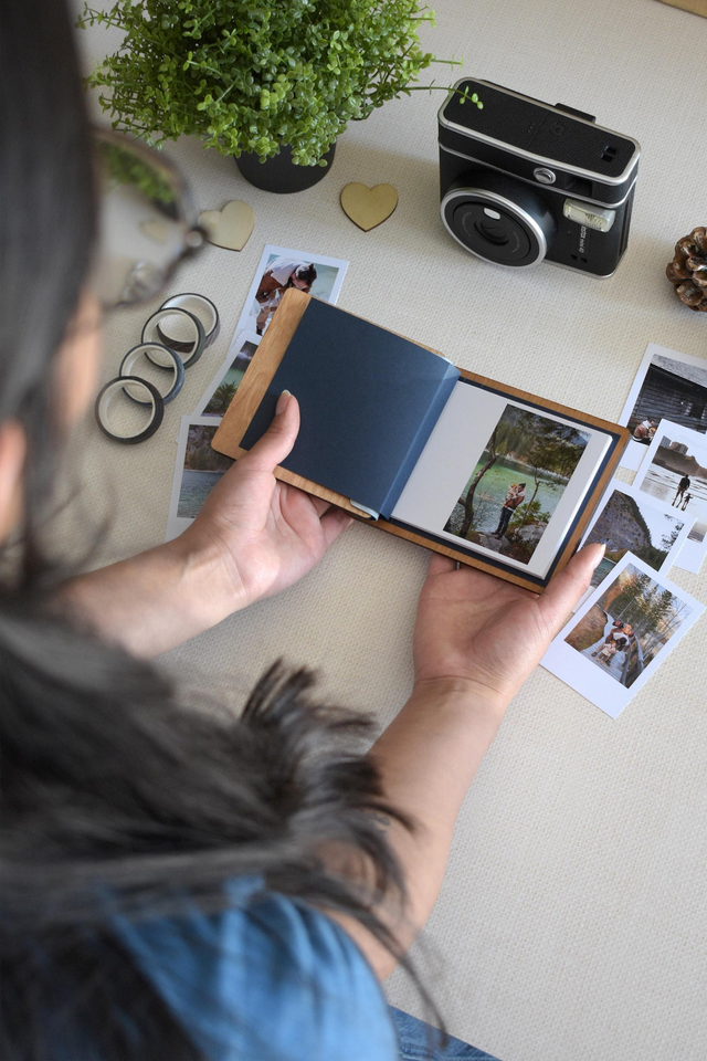 Custom Fathers Day Mini Photo Book with Wooden Cover