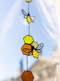 Dream Honeycomb Stained Glass Suncatcher Bee Decor