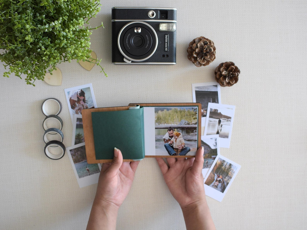 Custom Fathers Day Mini Photo Book with Wooden Cover