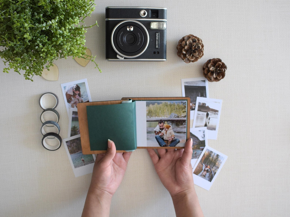 Custom Fathers Day Mini Photo Book with Wooden Cover