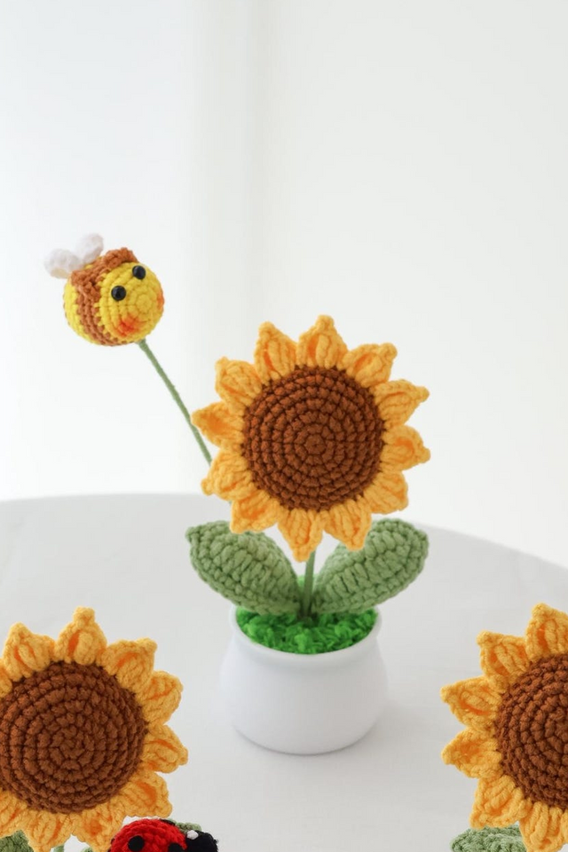 Handmade Crochet Sunflower in Pot Gift