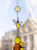 Dream Honeycomb Stained Glass Suncatcher Bee Decor