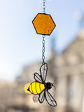 Dream Honeycomb Stained Glass Suncatcher Bee Decor