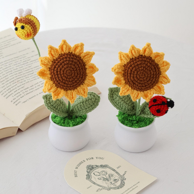 Handmade Crochet Sunflower in Pot Gift