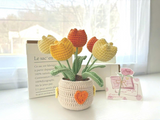 Crochet Tulip Flower Pot Handmade Gift