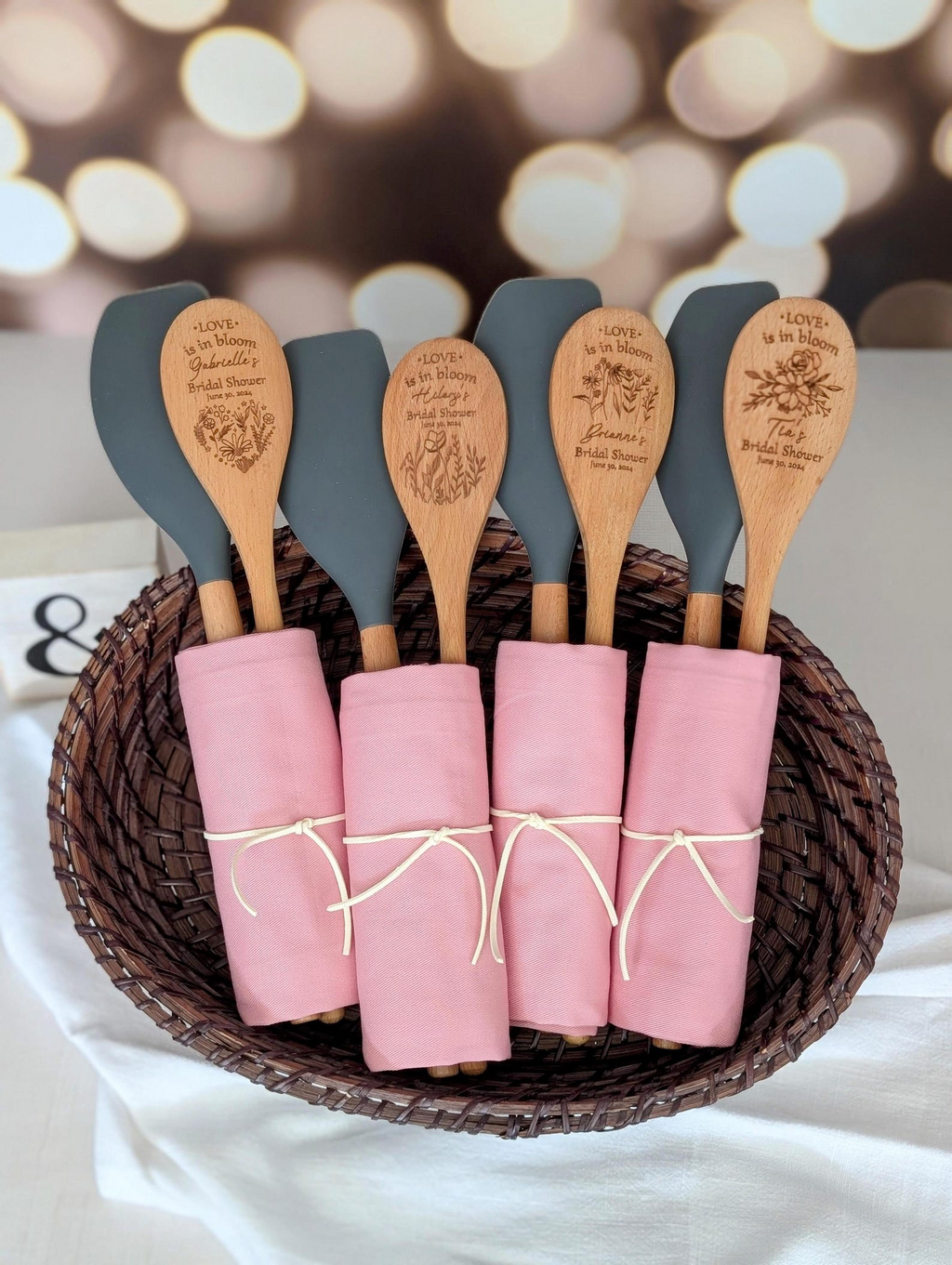 Personalized Wooden Spoon Spatula Wedding Favor Gift Set