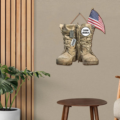 Custom US Armed Forces American Soldier Wood Sign, Wall Art Plaque Patriotic Memorial Day Decor