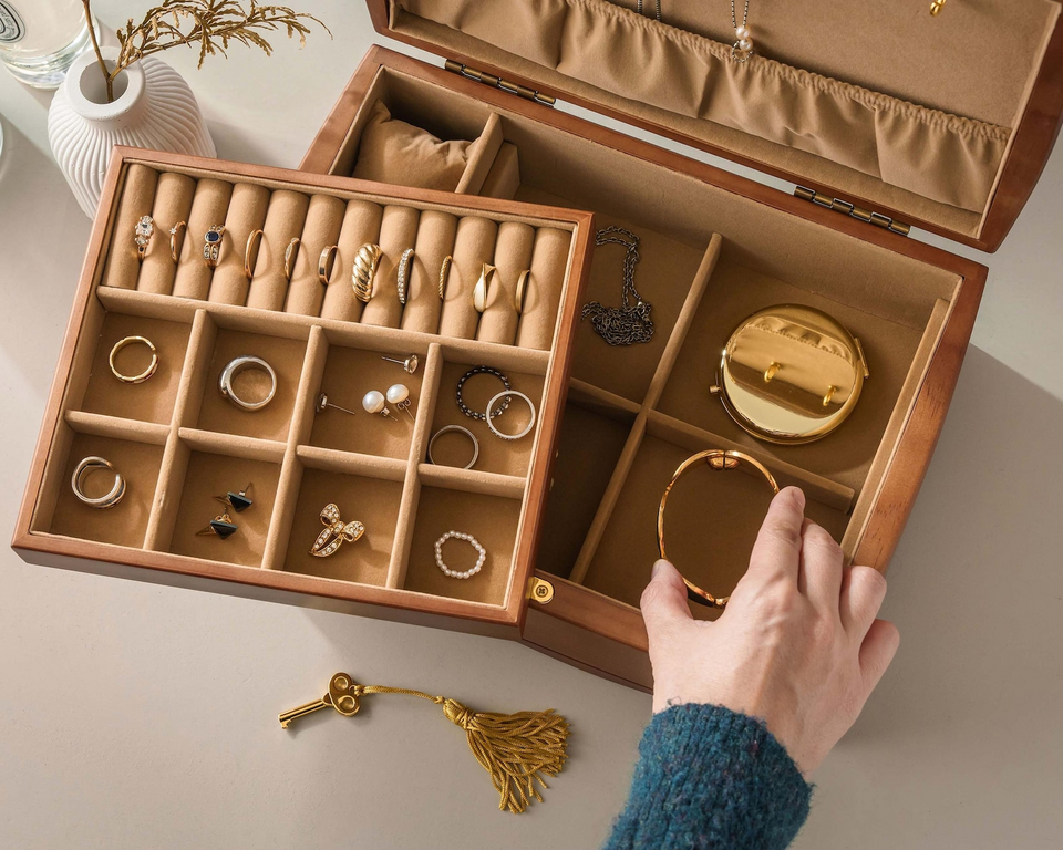 Custom Engraved Wooden Jewelry Box Personalized Gift for Her