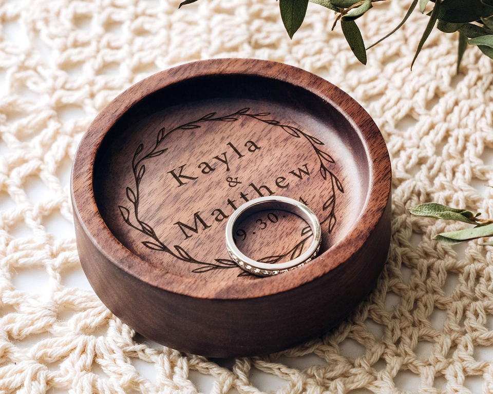 Custom Wooden Ring Dish Personalized Jewelry Holder