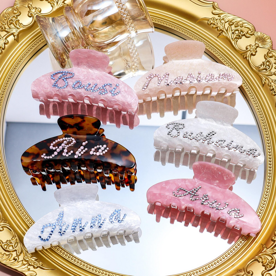 Personalized Rhinestone Name Hair Claw Clip Gift