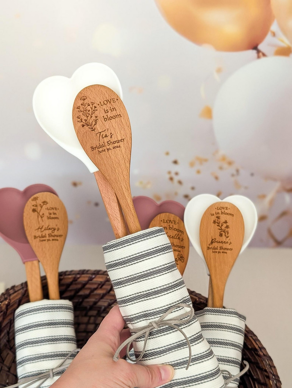 Personalized Wooden Spoon Spatula Wedding Favor Gift Set