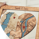 Personalized Heart Puzzle Map Wall Art for Newlyweds