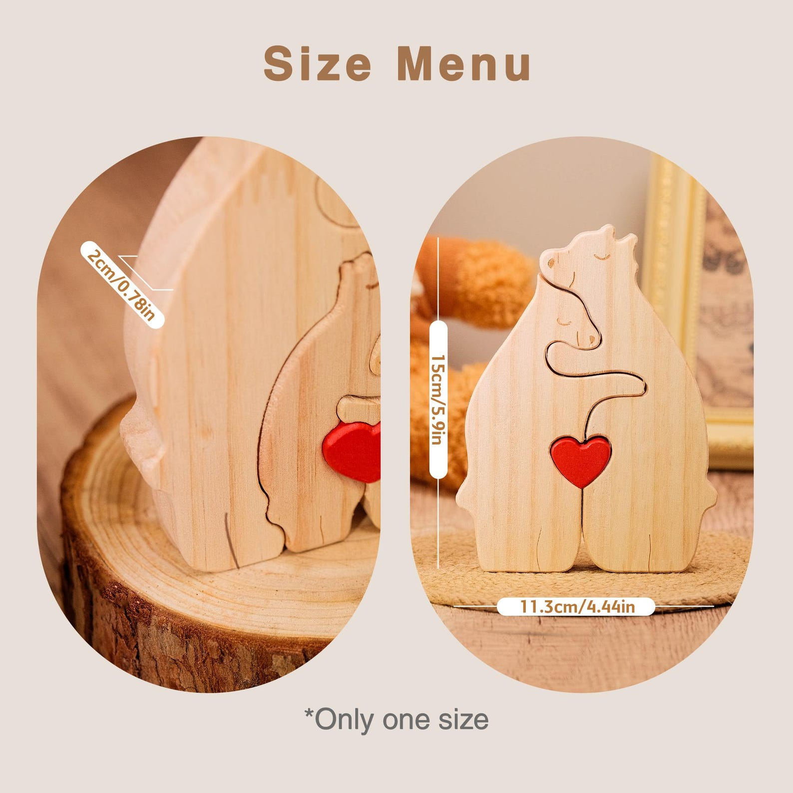Custom Wooden Bear Family Puzzle Personalized Name Gift