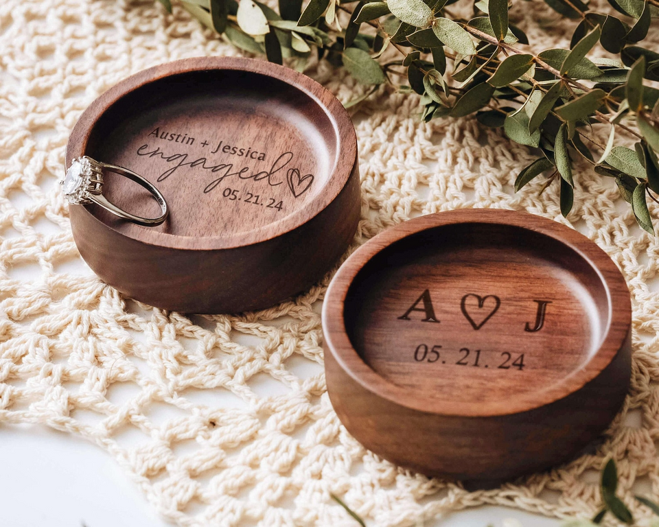 Custom Wooden Ring Dish Personalized Jewelry Holder