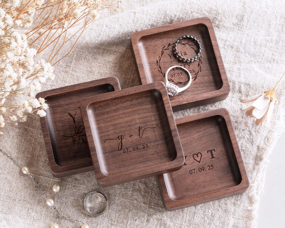 Custom Wooden Ring Dish Personalized Jewelry Holder