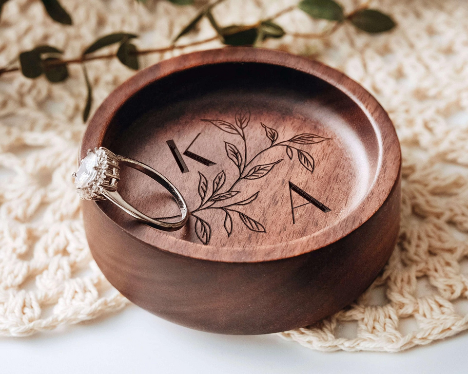 Custom Wooden Ring Dish Personalized Jewelry Holder
