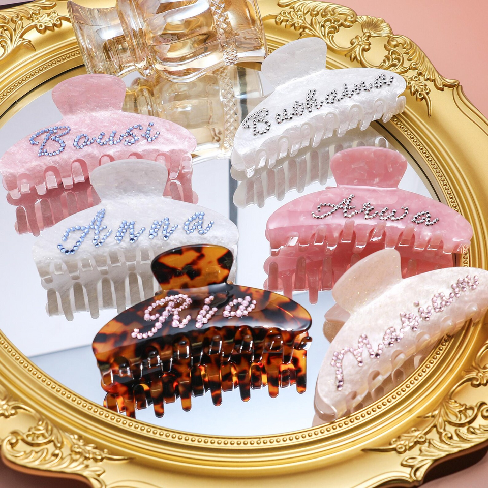 Personalized Rhinestone Name Hair Claw Clip Gift