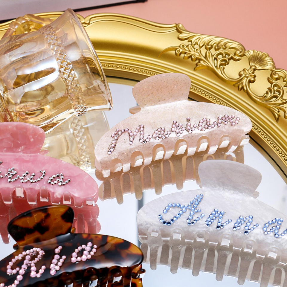 Personalized Rhinestone Name Hair Claw Clip Gift
