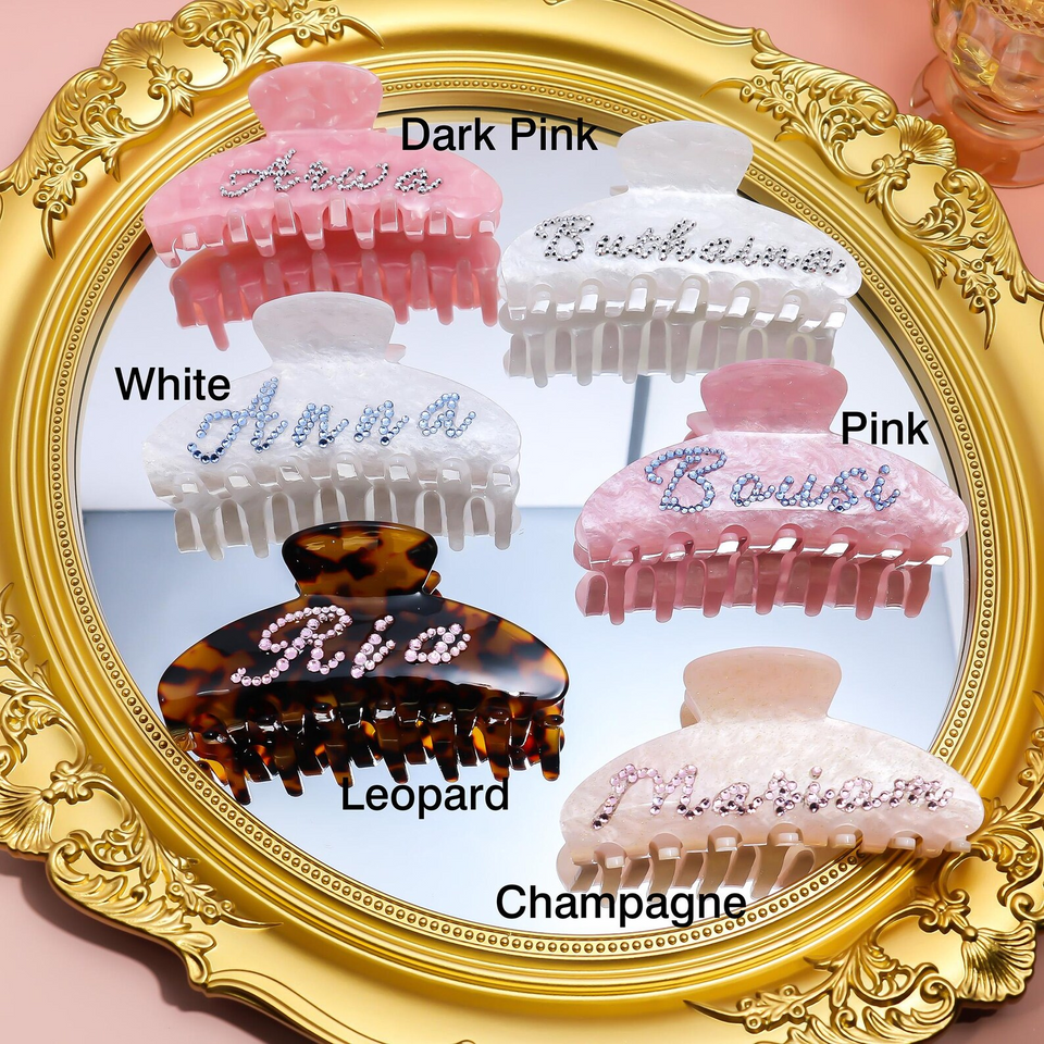 Personalized Rhinestone Name Hair Claw Clip Gift
