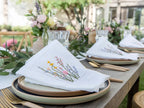 Embroidered Linen Napkins Wildflower Bouquet Design Set