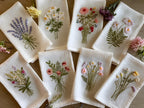 Embroidered Linen Napkins Wildflower Bouquet Design Set