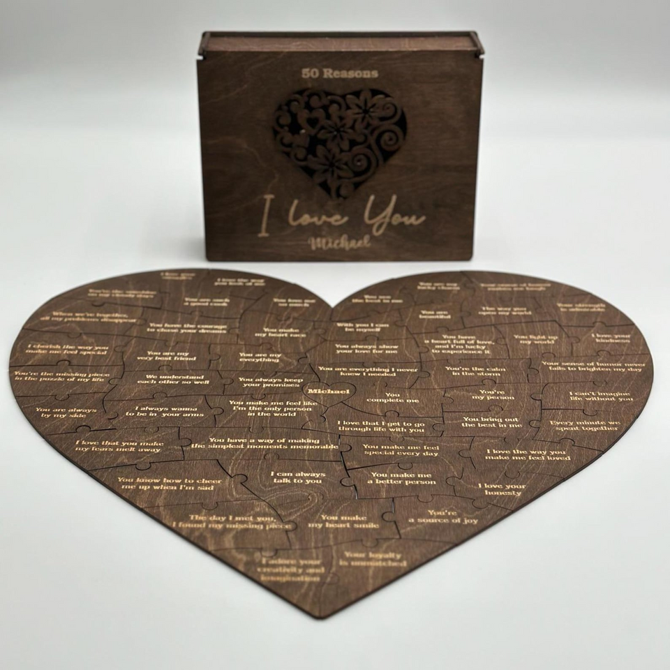 Personalized "Reasons I Love You" Wooden Puzzle Gift