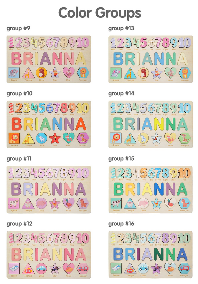 Personalized Baby Name Puzzle with Shapes and Numbers for Kids